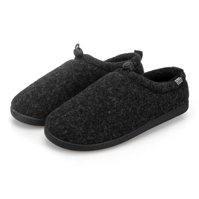 Isotoner® Mens Felt Full Back Slipper With Pull  Toggle Black Extra Image 1